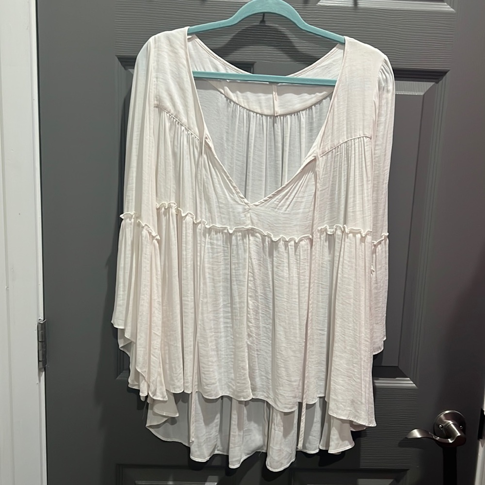free people oversized long bell sleeve blouse